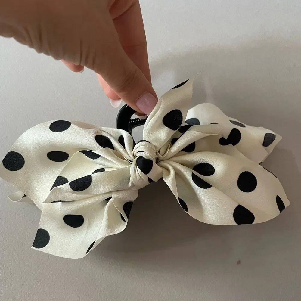 Polka Dot Hair Bow Clip N1455